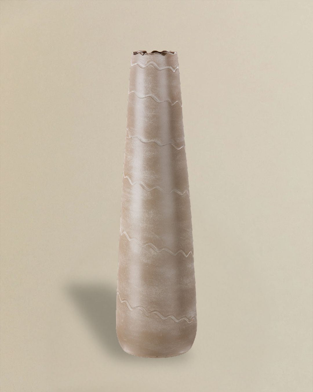 Bodenvase Wave aus Keramik, konisch, matt, Braun-Beige, 70 & 80 cm