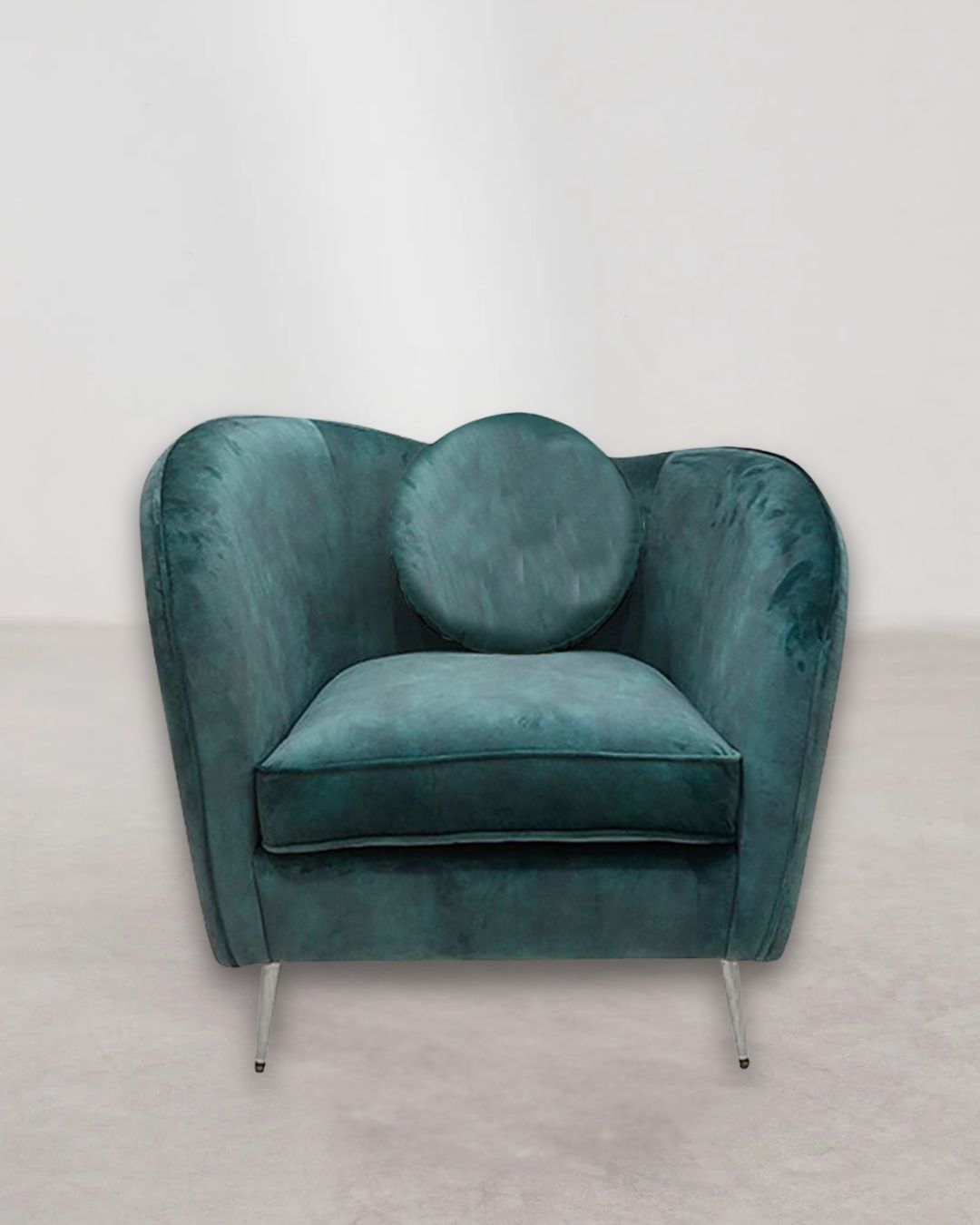 "Chic" Stuhl/Sessel aus Holz und Samt in Grün mit edler Optik.