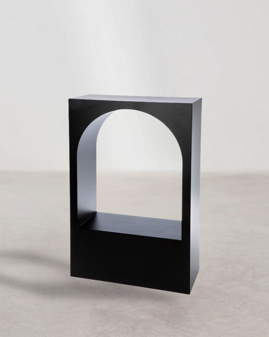 Modernes Sideboard „Memphis“ aus schwarzem Metall mit rechteckigem Design.