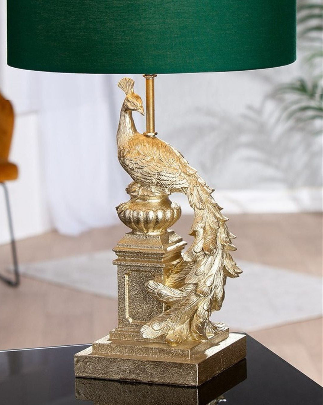 Designer Tischlampe Gold für Wohnzimmer