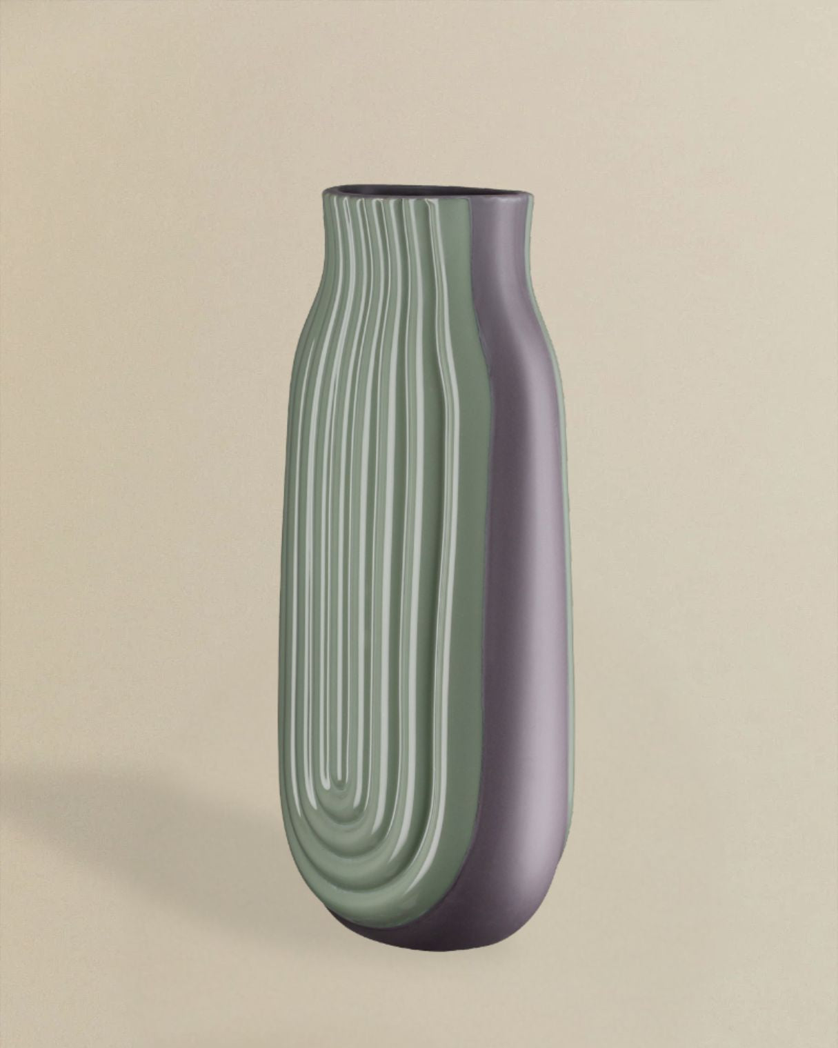Vase Konisch Keramik Grün Grau