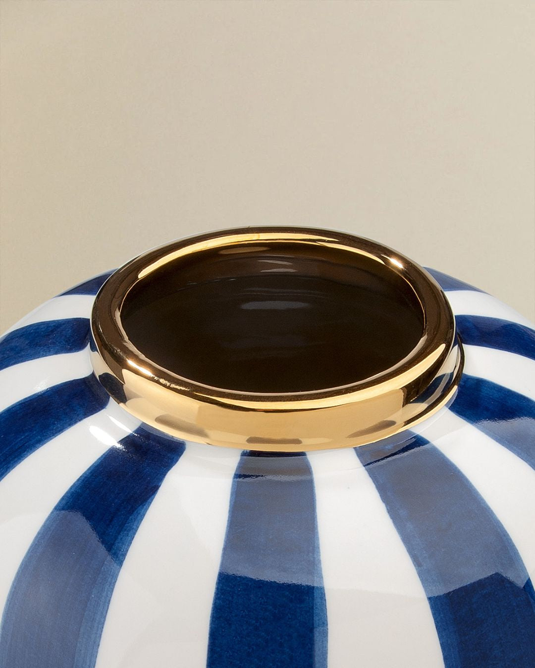 Runde Vase – Keramik, Blau-Weiß
