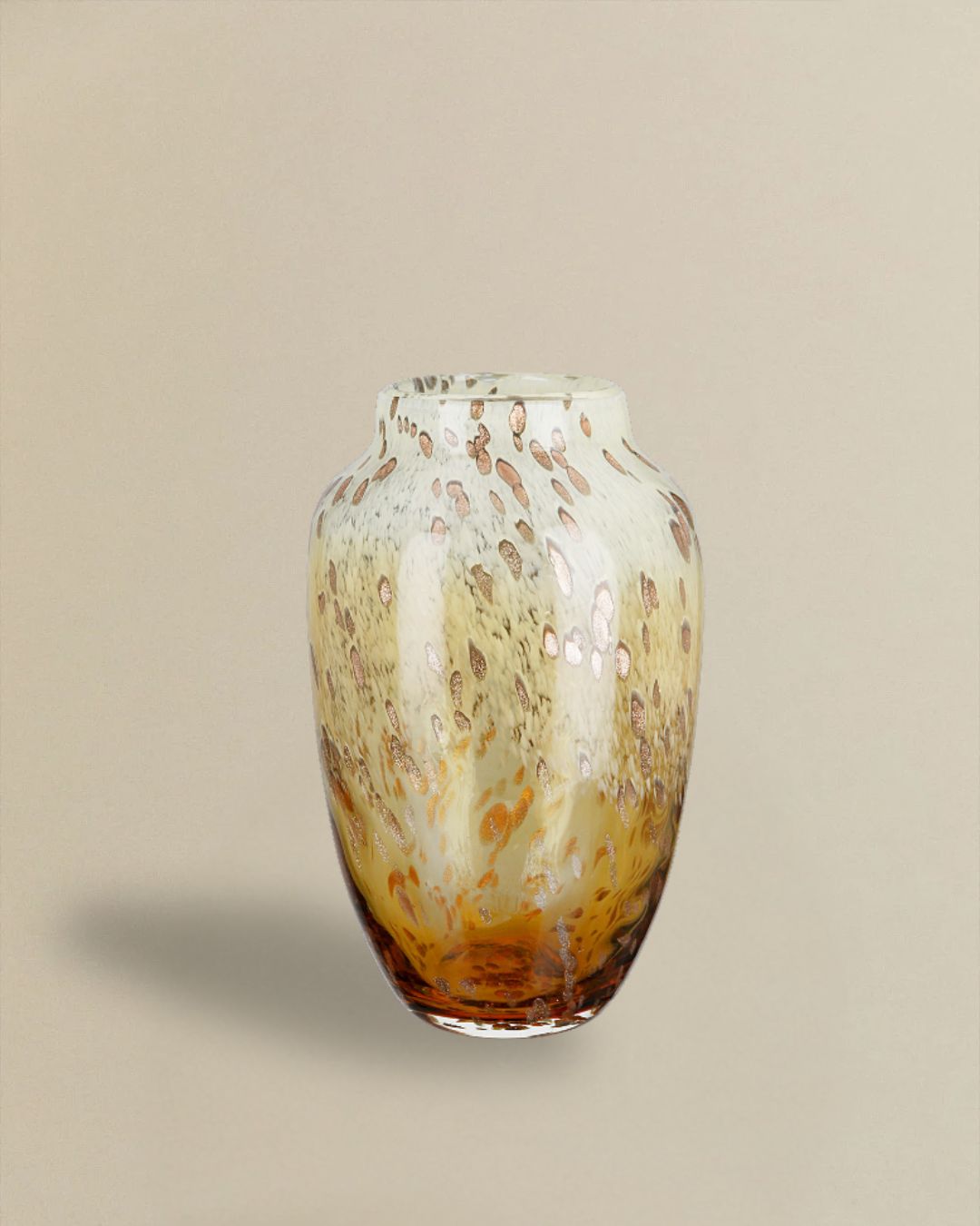 Vase Ambrosio aus Glas in Braun und Creme, modernes Design